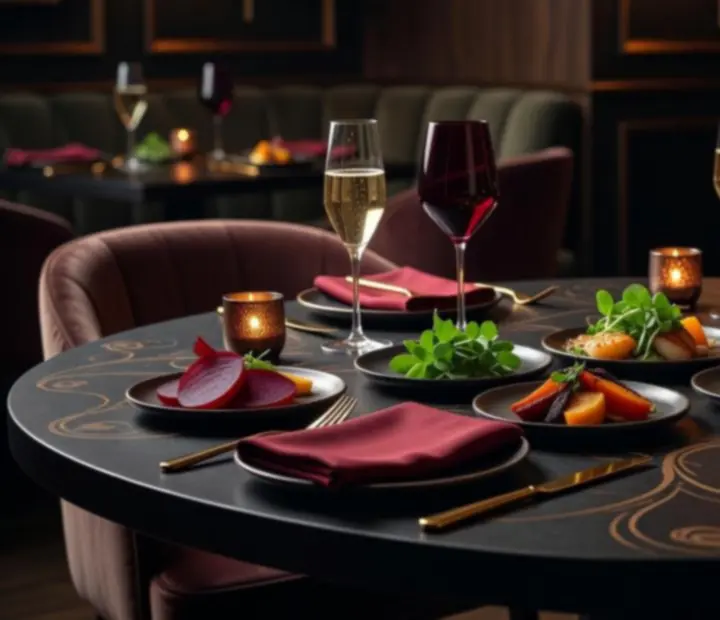 Menu de saison raffiné posé sur une table élégante