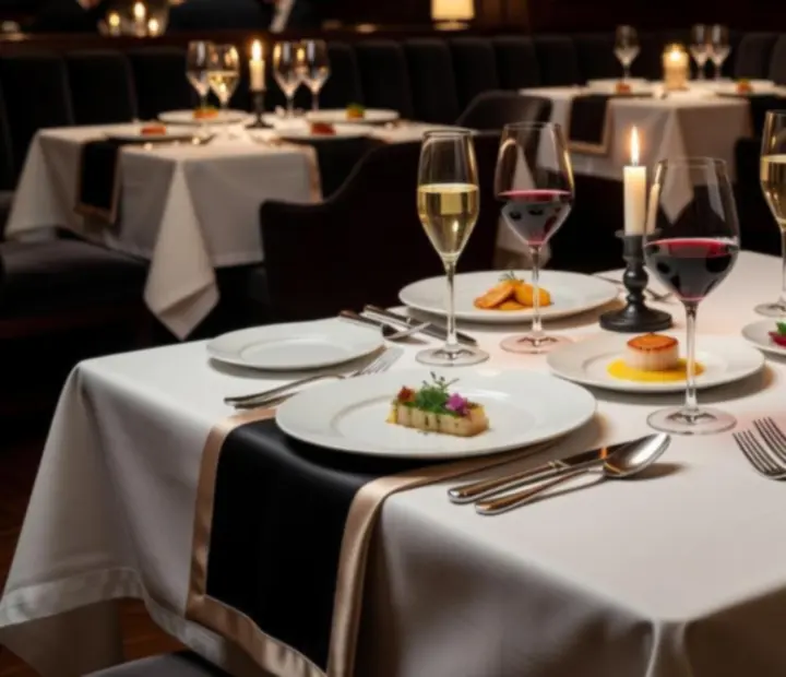 Présentation cinématographique de menus gastronomiques dans un restaurant de casino
