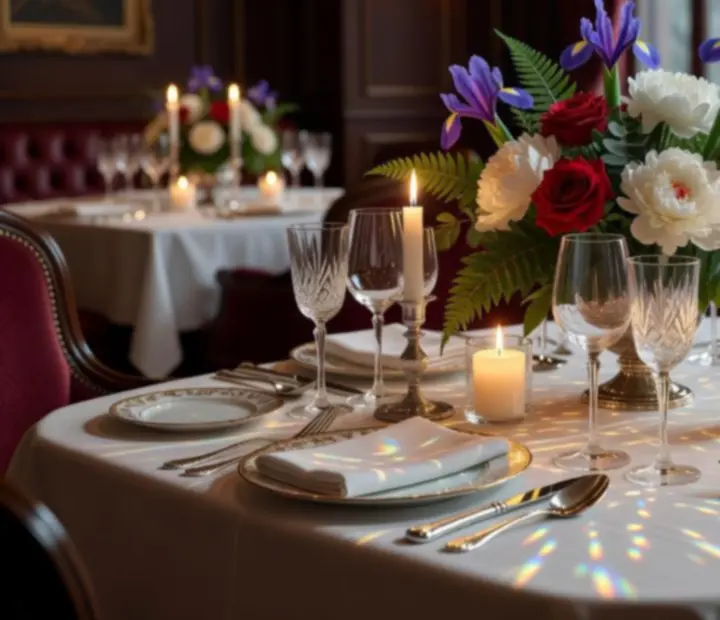 Table dressée de manière raffinée dans le restaurant Francia Rouge
